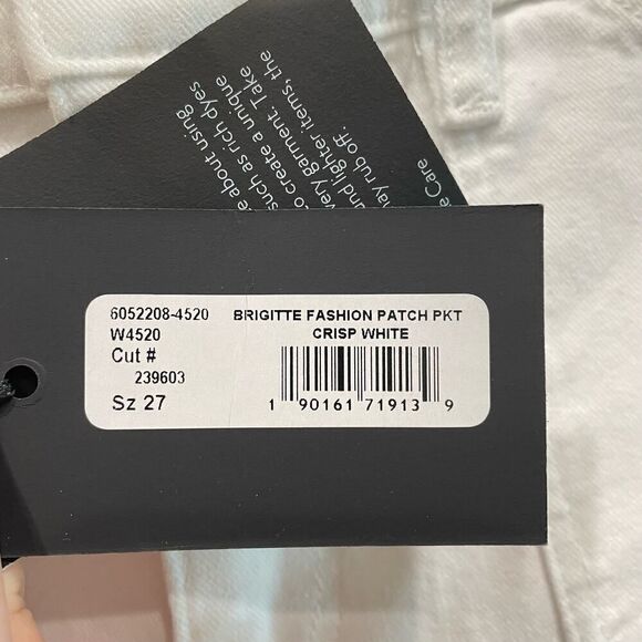 NWT Paige Brigitte Fashion Patch Pocket Crisp White Jeans - Size: 27 - Picture 10 of 13